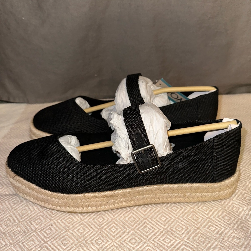 TOMS Black Heavy Canvas Mary Jane Shoes